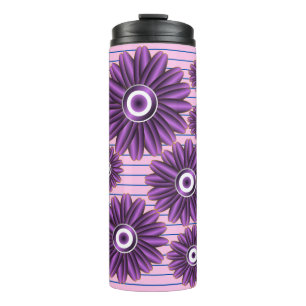 Purple Floral Pattern Modern Abstract Flower Desig Thermal Tumbler