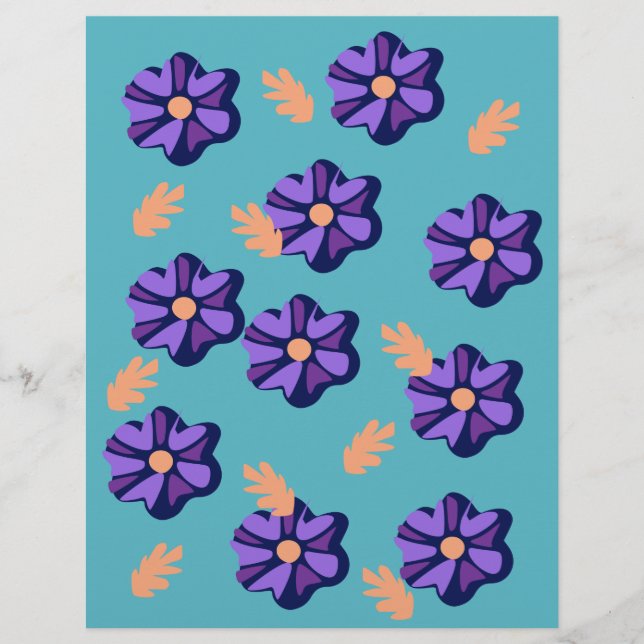 Purple Floral Pattern Scrapbook Paper (Front)