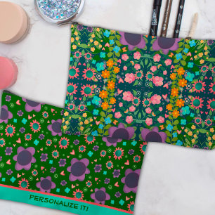 Purple Floral Pattern Unique Custom Accessory Bag