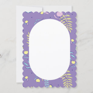 Purple Floral Patterned Everyday Scallop Cut Note Card