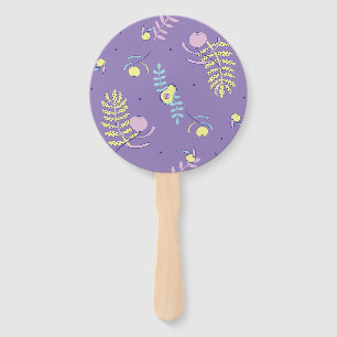 Purple Floral Patterned Hand Fans