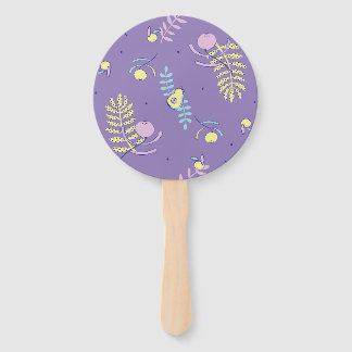 Purple Floral Patterned Hand Fans