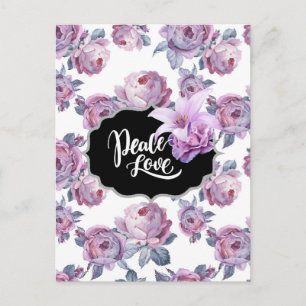 Purple Floral Peace/Love Postcard Designer
