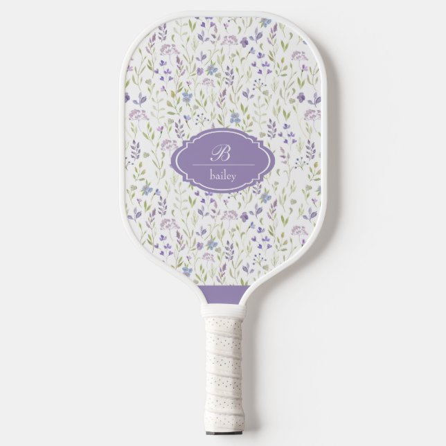 Purple Floral Pickleball Paddle (Front)