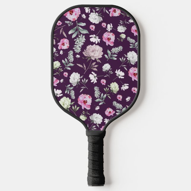 Purple Floral Pickleball Paddle (Front)