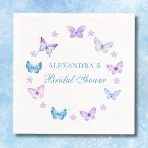 Purple Floral Pink Blue Butterfly Bridal Shower Napkin