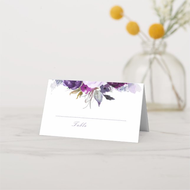 Purple Floral Place Card (Front)