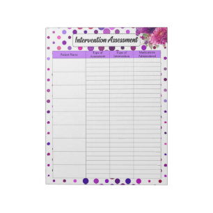 Purple Floral Polka Dot _ Intervention Assessment  Notepad