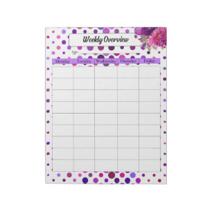Purple Floral Polka Dots_ To Do _ Weekly Overview Notepad