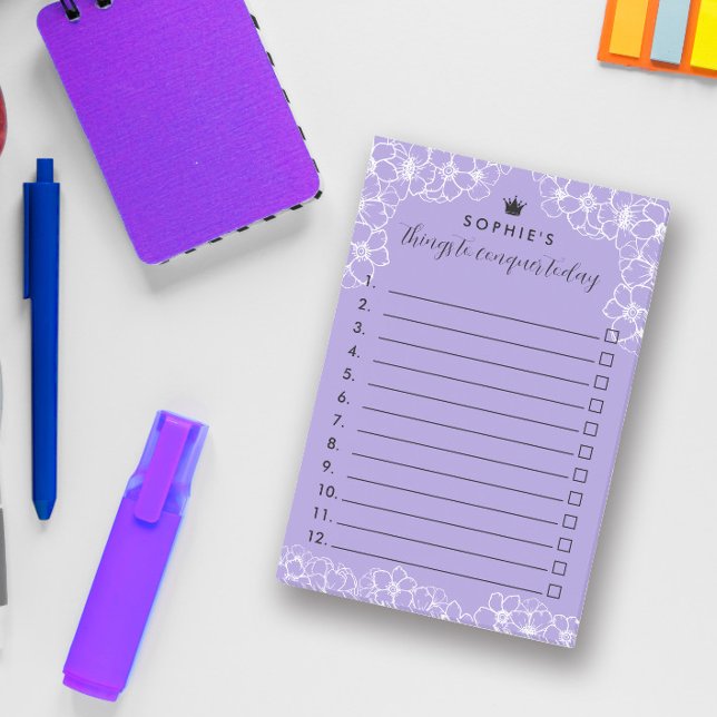 Purple Floral Princess Crown Things To Conquer Post-it Notes (Creator Uploaded)