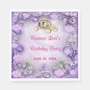 Purple Floral Princess Enchanted Birthday Napkin