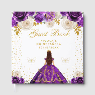 Purple Floral Princess Quinceañera Guest Book