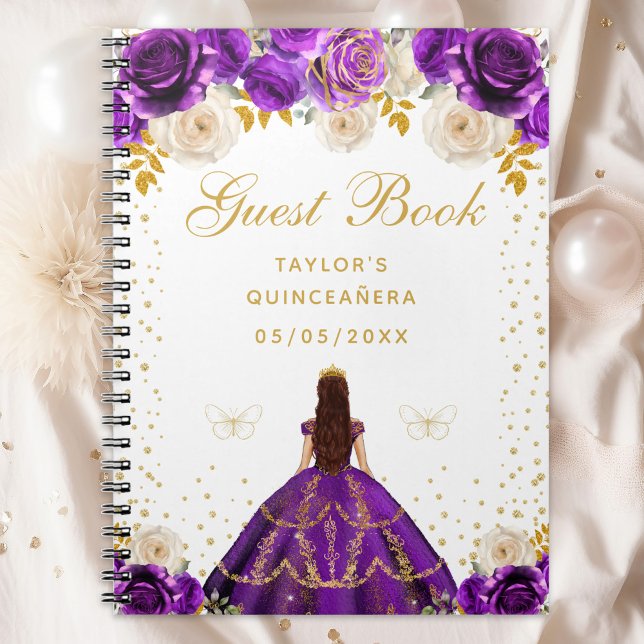 Purple Floral Princess Quinceañera Notebook (Creator Uploaded)