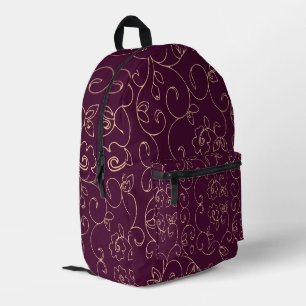 Purple Floral Printed Backpack