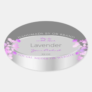 Purple Floral Product Packaging Labels Grey Silver