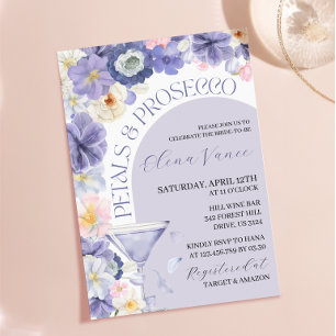 Purple Floral Prosecco Bridal Shower Invitation