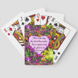 PURPLE FLORAL PSALM 118:24 PHOTO DESIGN PLAYING CARDS