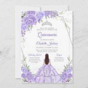 Purple Floral Quinceanera Invitation