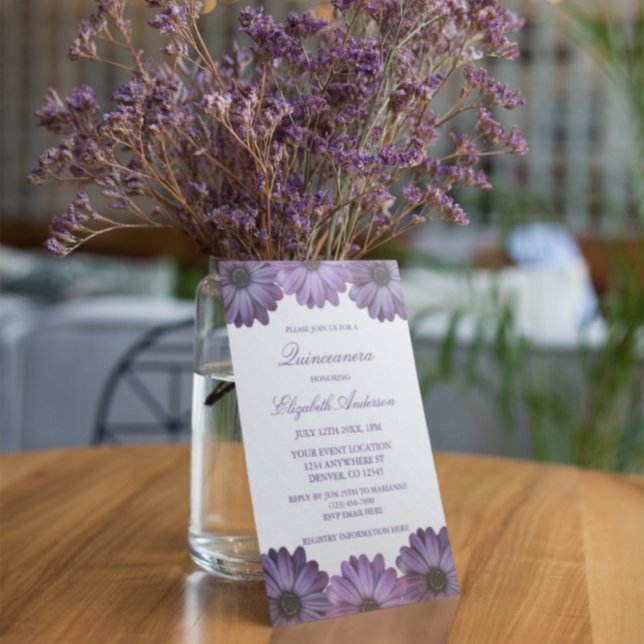 Purple Floral Quinceanera Invitation (Creator Uploaded)