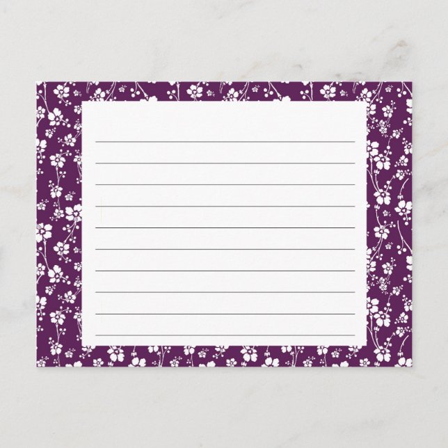 Purple Floral Recipe Card (Front)