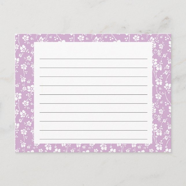 Purple Floral Recipe Card (Front)