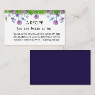 Purple Floral Recipe  Enclosure Card 