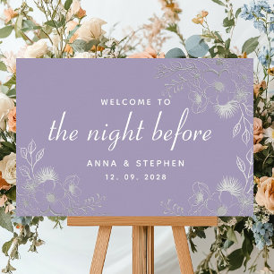 Purple Floral Rehearsal Dinner Welcome Poster
