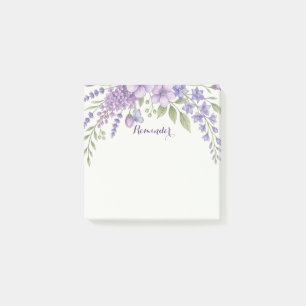 Purple Floral Reminder Sticky Notes, Lavender  Post-it Notes