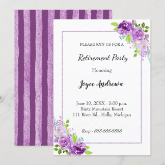 Purple Floral Retirement Party Invitation