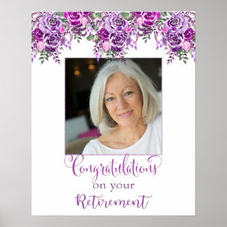 Purple Floral Retirement Party Poster