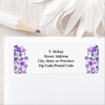 Purple Floral Return Address