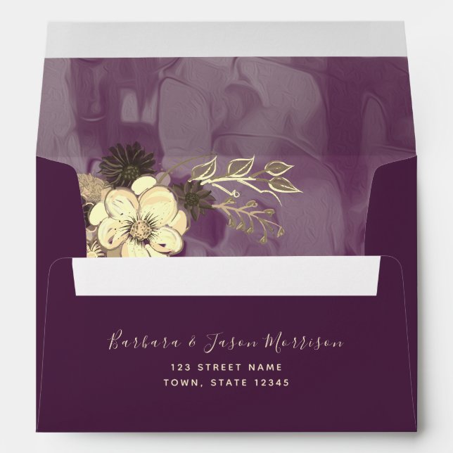 Purple Floral Return Address Envelope (Back (Bottom))