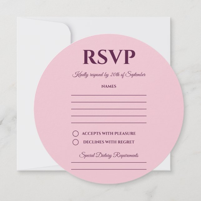 Purple Floral Ring Wedding RSVP Card (Back)