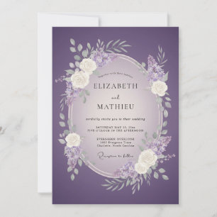 Purple Floral Romance Wedding Invitation
