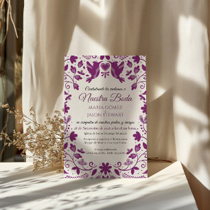 Purple Floral Romantic Aesthetic Spanish Wedding Invitation