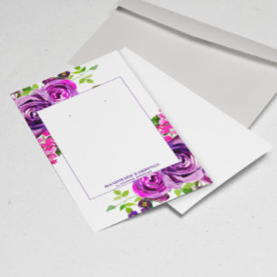 Purple Floral Romantic Earrings Display Business Card