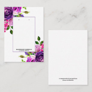 Purple Floral Romantic Earrings Display Business Card