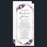 Purple Floral Rose Gold Geometric Frame Wedding<br><div class="desc">Wedding program for the Purple Floral collection. Day of the wedding program for guests,  family,  and friends. For more advanced personalisation,  please click on the "Personalise" button above. Matching items available</div>