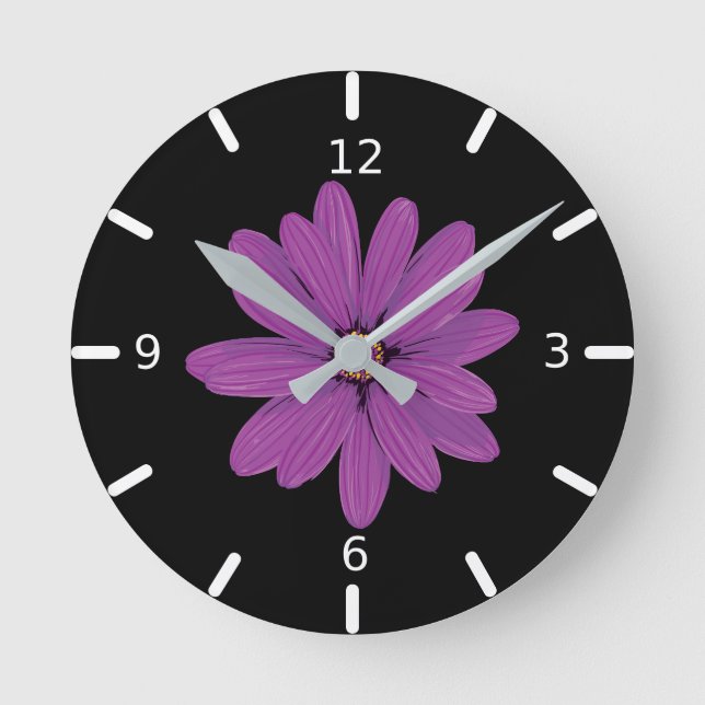 Purple Floral Round Clock (Front)