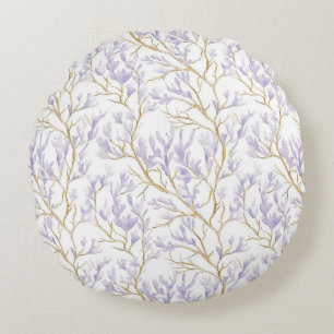 Purple Floral Round Cushion