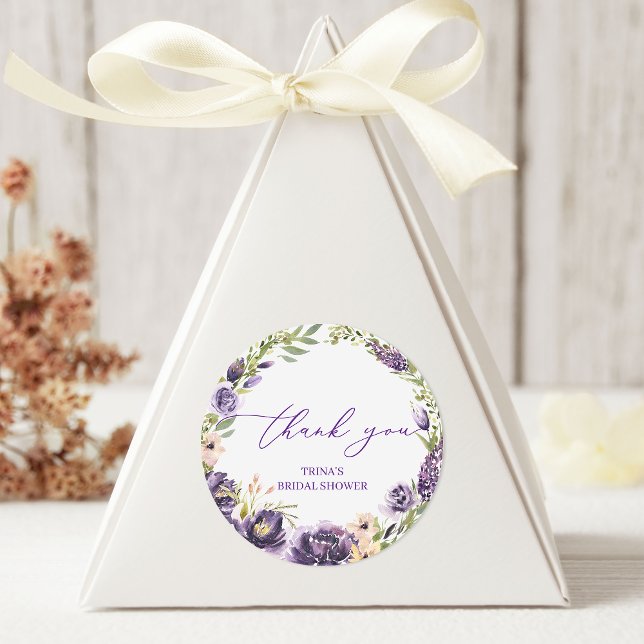 Purple Floral Round Favour Sticker (Creator Uploaded)