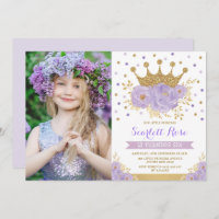 Purple Floral Royal Crown Princess Birthday Party