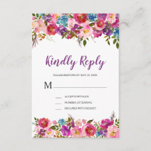 Purple Floral RSVP Response Card