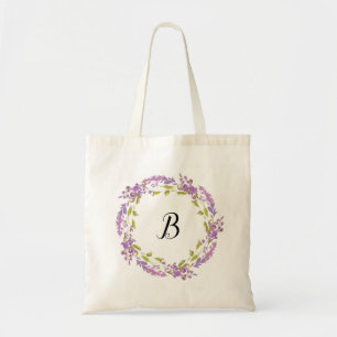 Purple floral rustic personalised gift tote bag