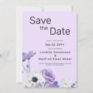 Purple Floral Save the date Invitation