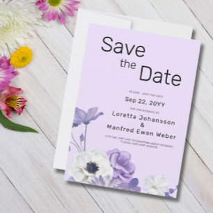 Purple Floral Save the date Invitation