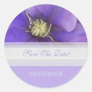 Purple Floral Save The Date Sticker