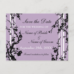 Purple Floral Save the Date Wedding Postcard