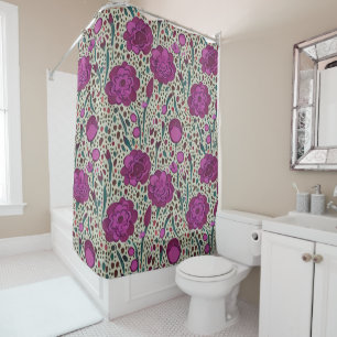 Purple Floral Shower Curtain