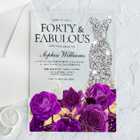 Purple Floral & Silver Dress 40th Birthday Party